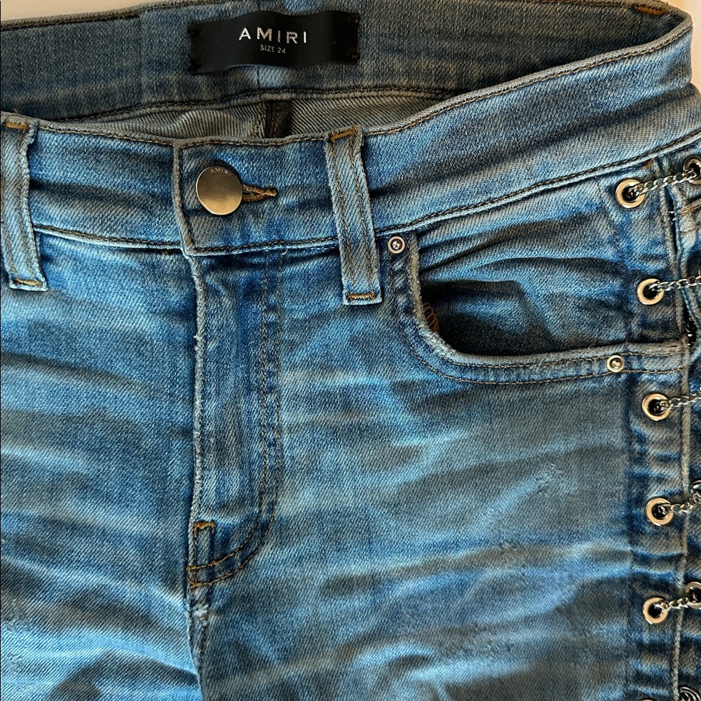 AMIRI Light Blue Denim with  Chain Side Lace-Up